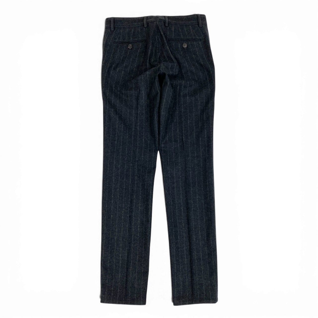 33b27 《美品》 BRUNELLO CUCINELLI ブルネロクチネリ フランネル生地 スラックスパンツ ボトムス 44 グレー ストライプ ウール メンズu02t