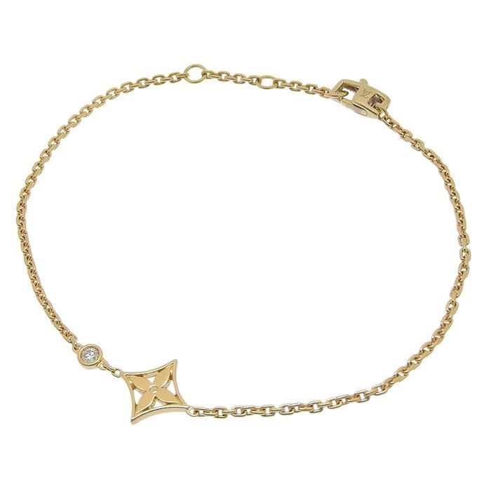 LOUIS VUITTON Louis Vuitton Monogram Ideal Diamond Bracelet K18YG 750 Yellow Gold Diamond 15.5cm Adjustable Bangle Accessory Women's Free Shipping 241100099832