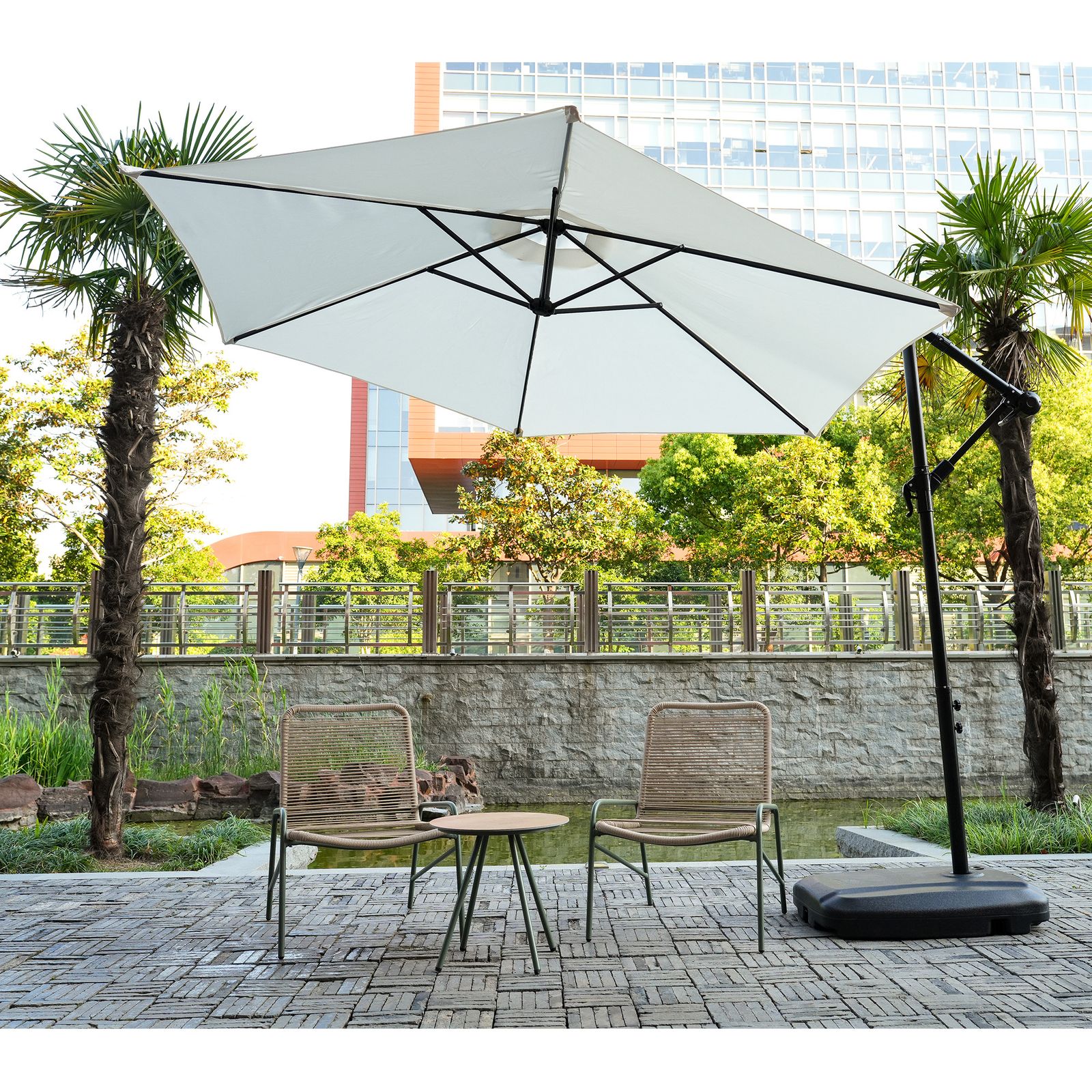 新入荷」全新品 直径300cm 30+UPF紫外線 対策角度調整 専用ベース付き 