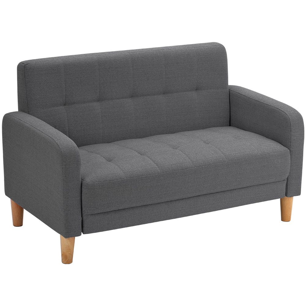 ソファー 2人掛け 肘付き 天然木脚 幅約110cm 簡単組み立て 2Y ファブリック おしゃれ 新生活 北欧スタイル ソファベッド グレー
