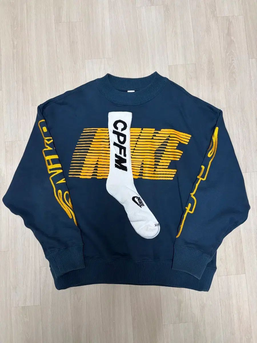 M NIKE x CPFM ソックス フリース クルーネック DARK GREEN - US/EU 