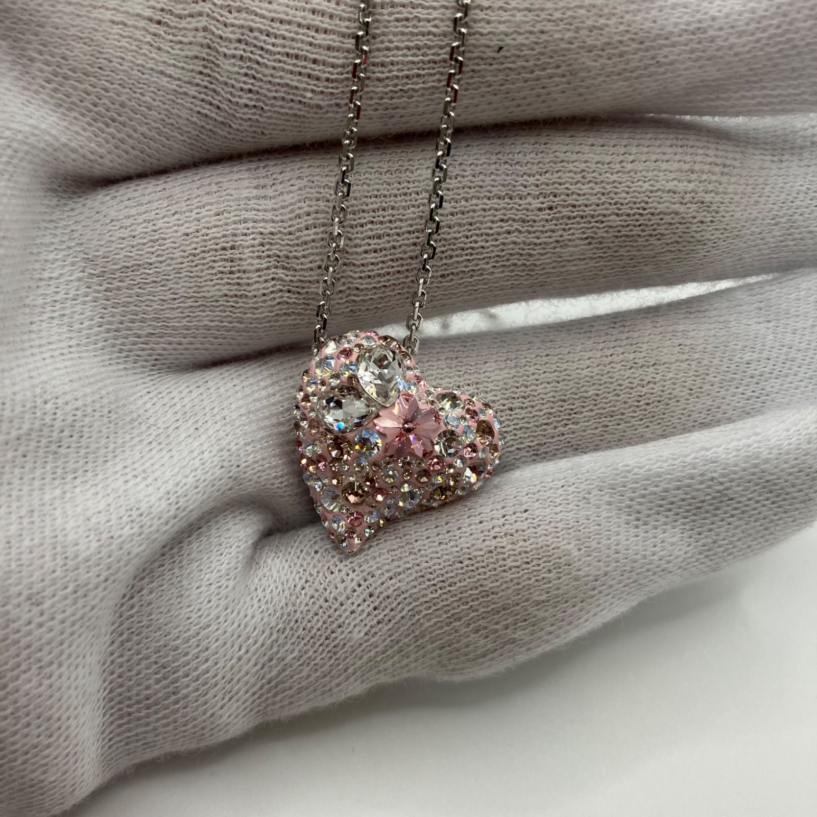 218 SWAROVSKI スワロフスキー ネックレス ハート ピンク シルバー系 