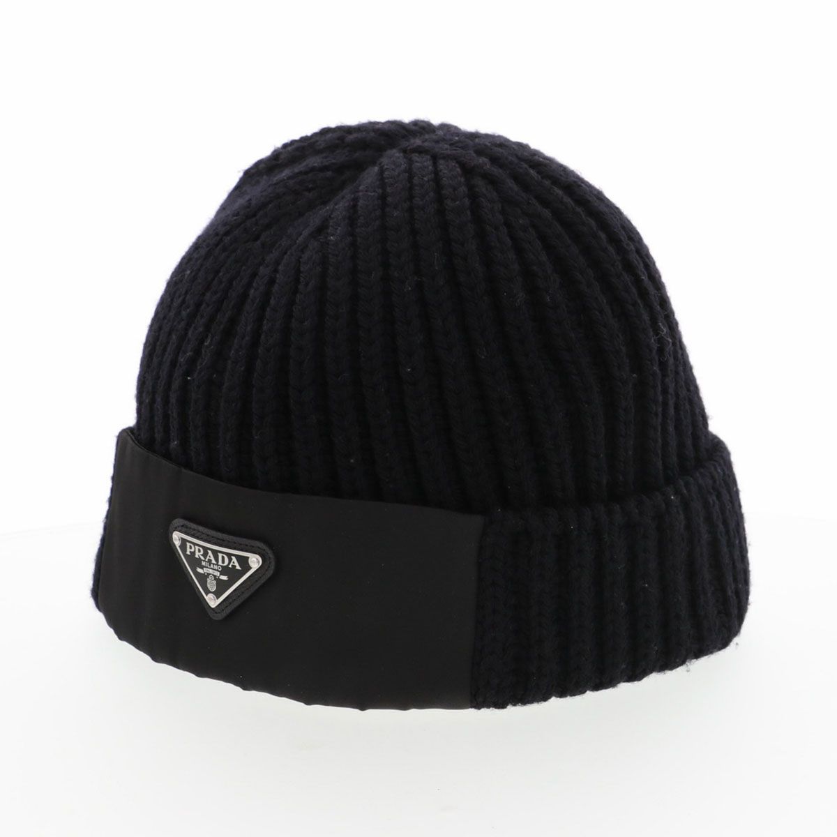 PRADA プラダ Re-Nylon ギャバジン ウール キャップ ニットキャップ