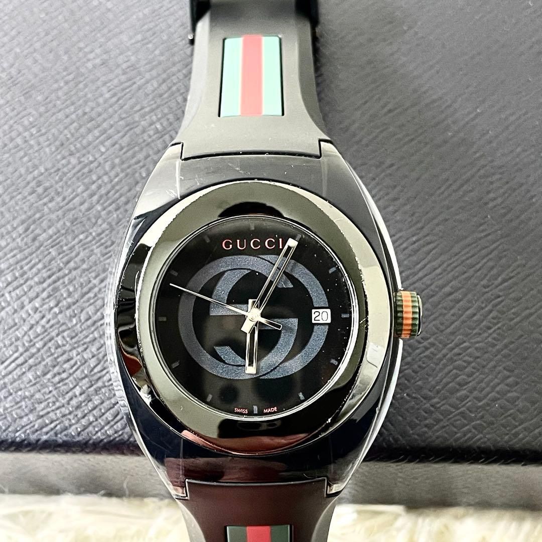 メンズ GUCCIシェリーライン ラバーベルト腕時計 ジャンク品