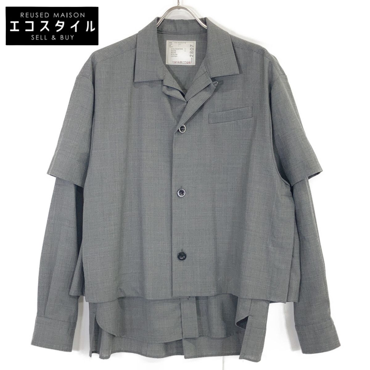 sacai サカイ 22-02807M ｸﾞﾚｰ ｽｰﾁﾝｸﾞﾚｲﾔｰﾄﾞ ﾛﾝｸﾞｽﾘｰﾌﾞｼｬﾂ 1 【公式通販】