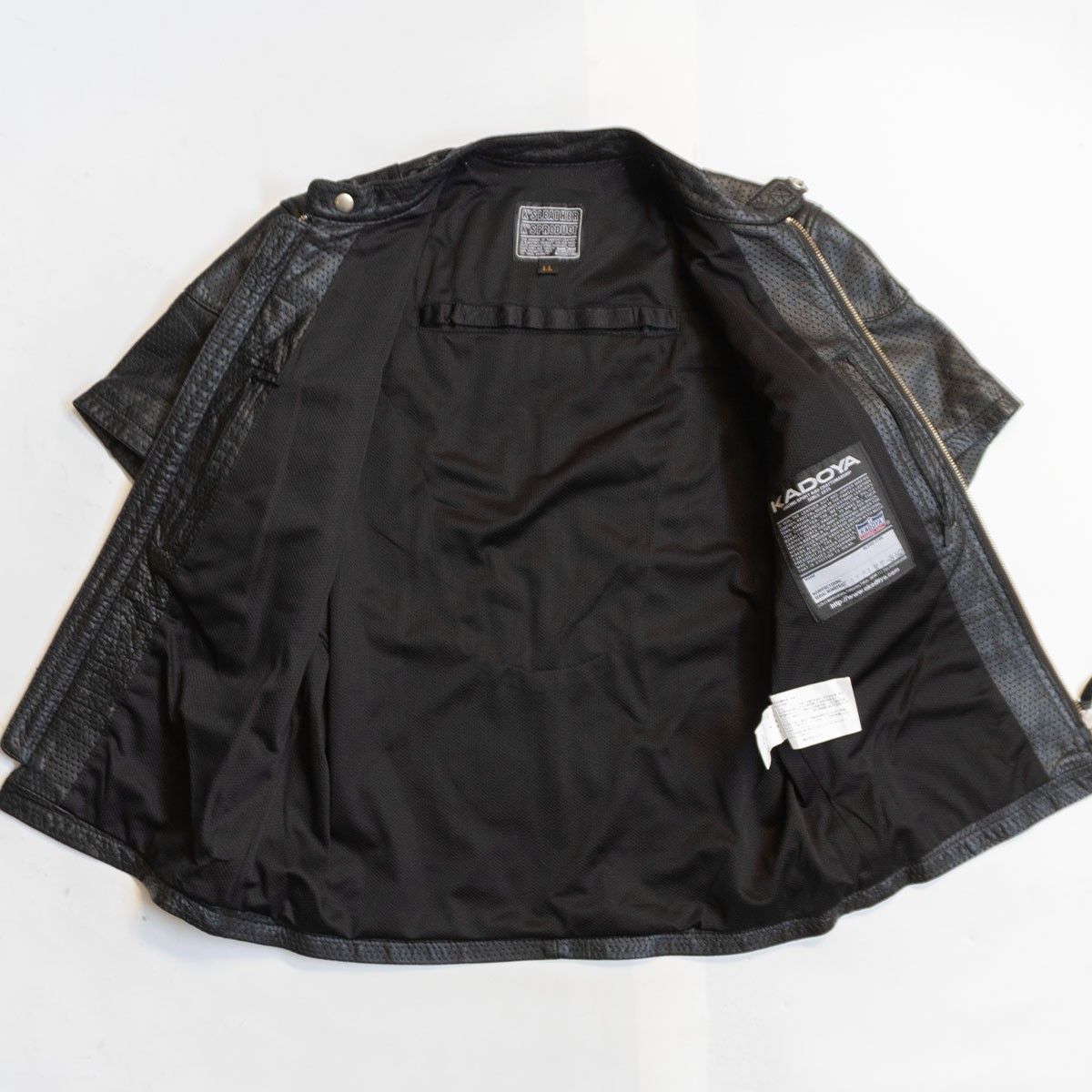 KADOYA パンチングレザージャケット 美品】KADOYA【パンチング シングルライダースジャケット】 LL レザー
