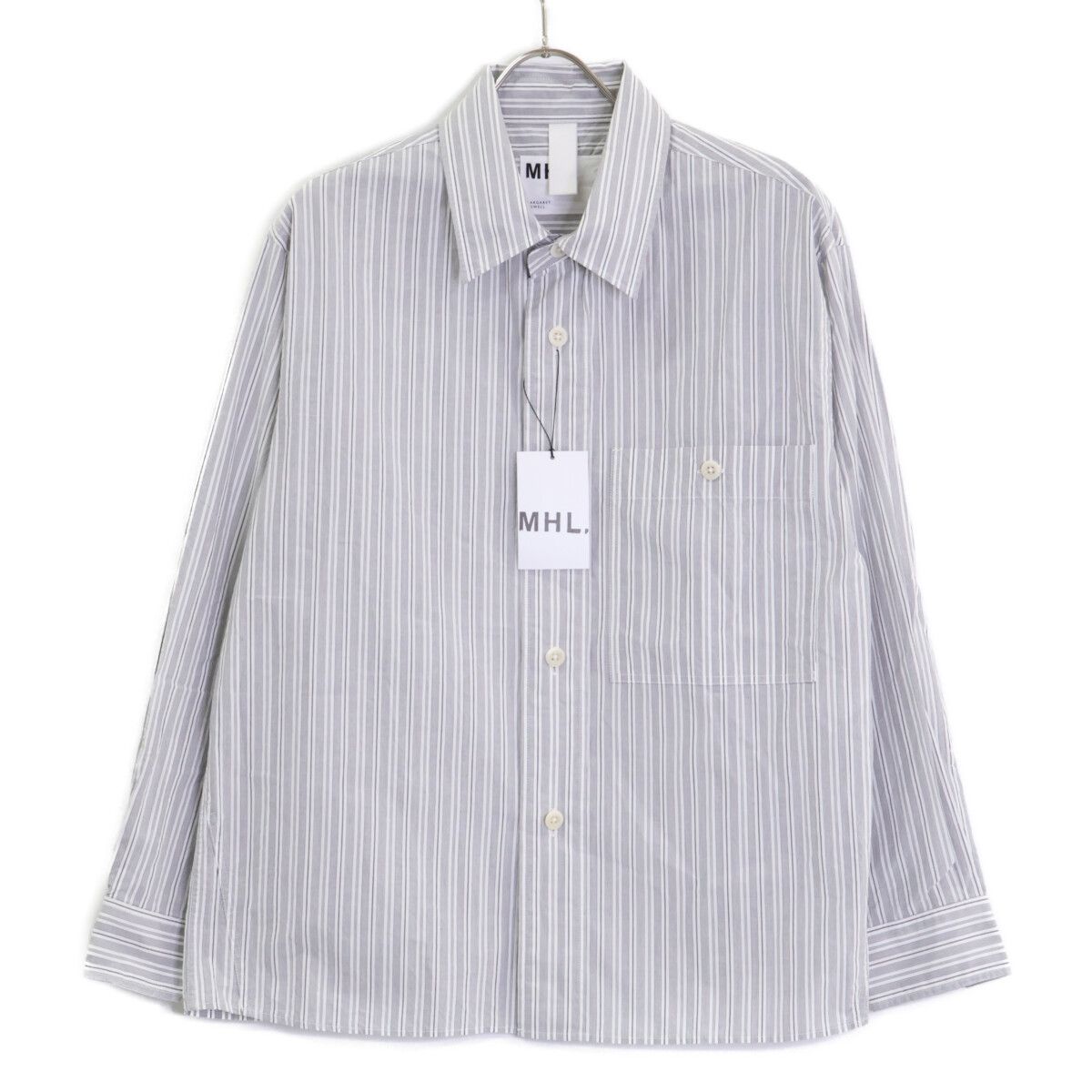 MHL. エムエイチエル 596-5250204 PJ ｽﾄﾗｲﾌﾟ ｼｬﾂ COTTON MARGARET 