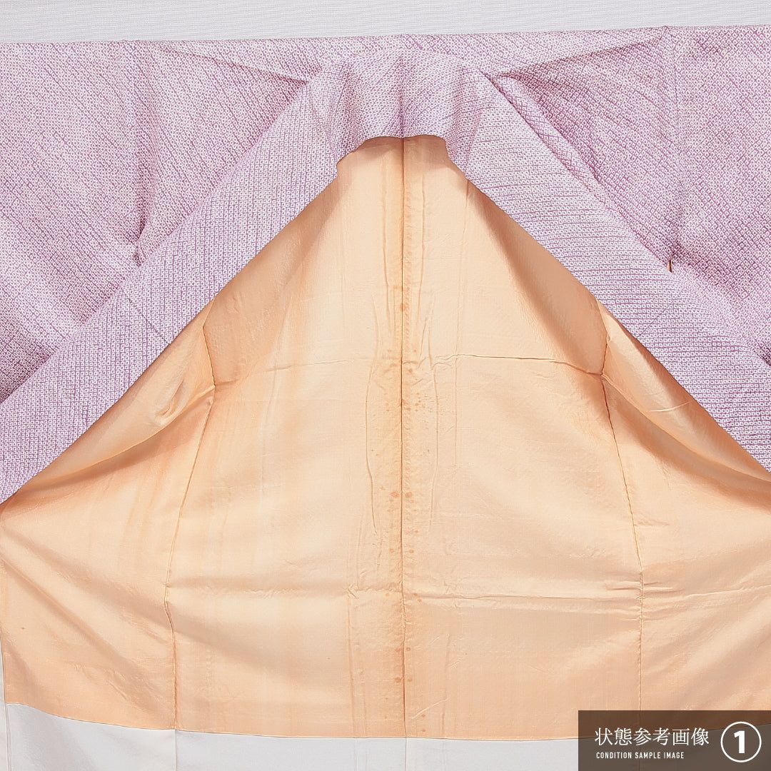 小紋（総絞り） 袷 身丈159cm 裄丈67cm 正絹 Aランク Mサイズ 広衿
