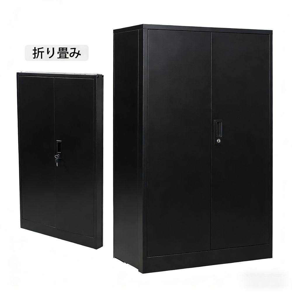全新品 【屋外 ブラック】屋外ロッカー 折り畳み式 物置 収納庫 倉庫