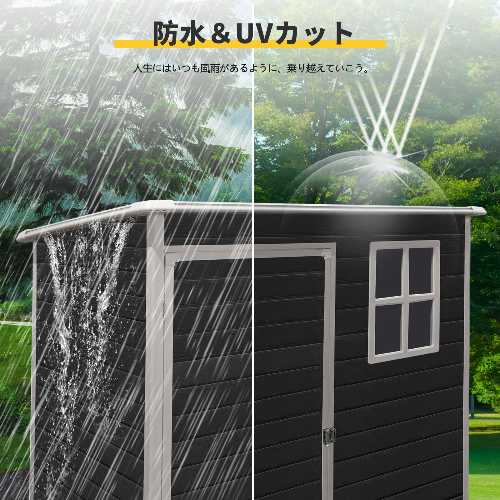 全新品 物置 屋外 樹脂製 大型 戸外収納庫 幅157*奥行き104*高185 窓 