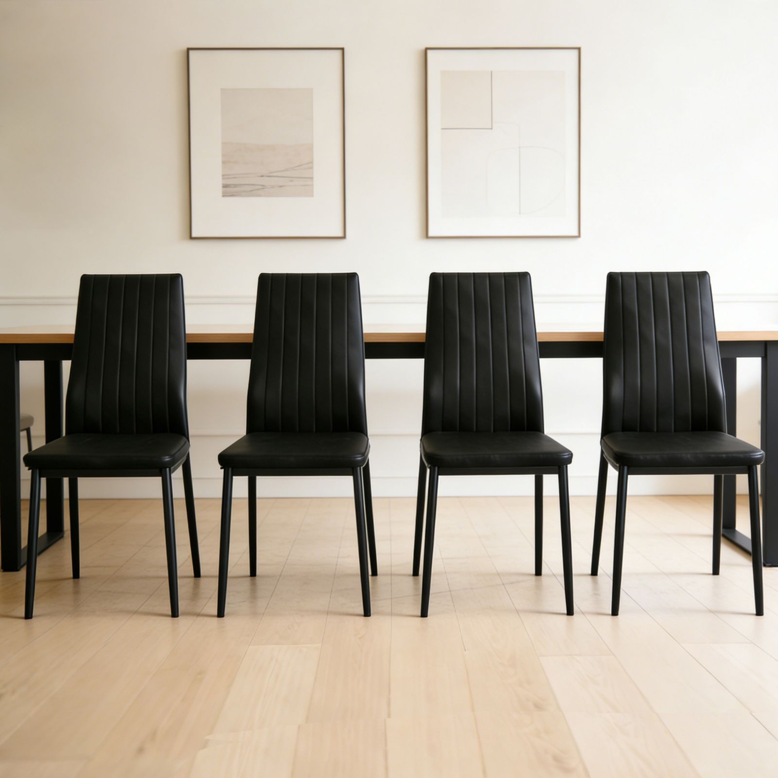 数量限定セール」 4 脚セット ダイニングチェア ブラック PU ブラック