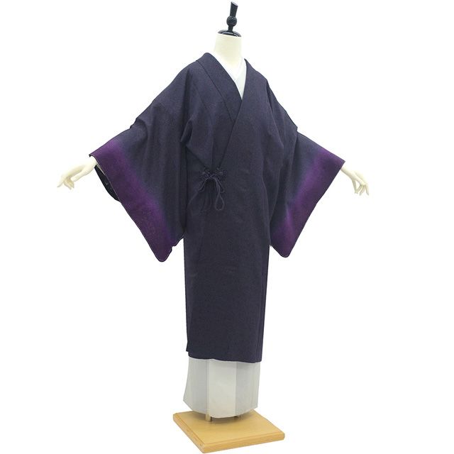 新古品】 道中着 コート 未使用 単衣 紋紗 正絹 銀通し 黒紫 紫 新古品】 道中着 コート 未使用 単衣 紋紗 正絹 銀通し 黒紫 紫