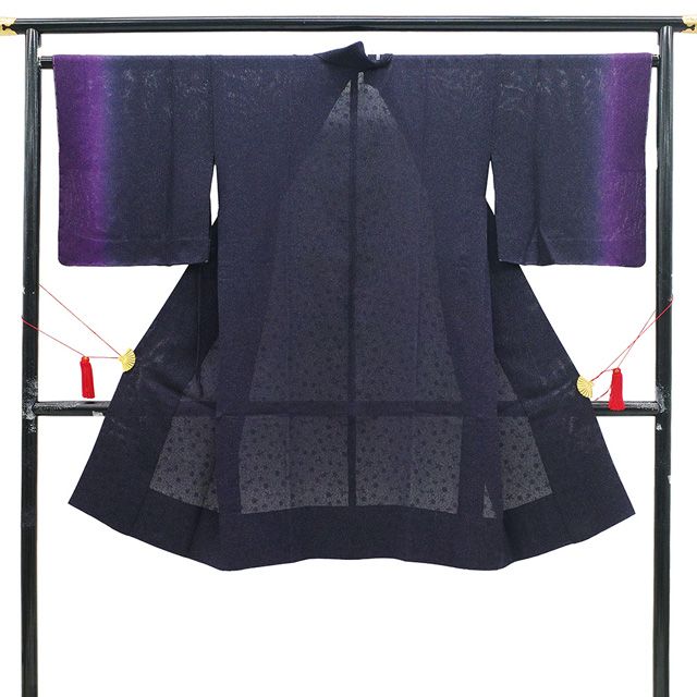 新古品】 道中着 コート 未使用 単衣 紋紗 正絹 銀通し 黒紫 紫 新古品】 道中着 コート 未使用 単衣 紋紗 正絹 銀通し 黒紫 紫