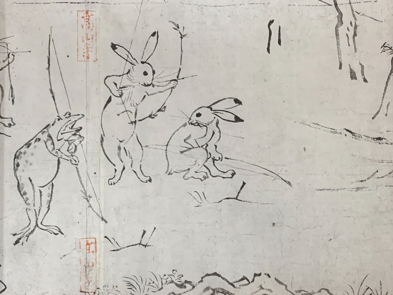 掛け軸】361 国宝「鳥獣戯画巻」巻物 便利堂制作発行 解説有 #茶掛