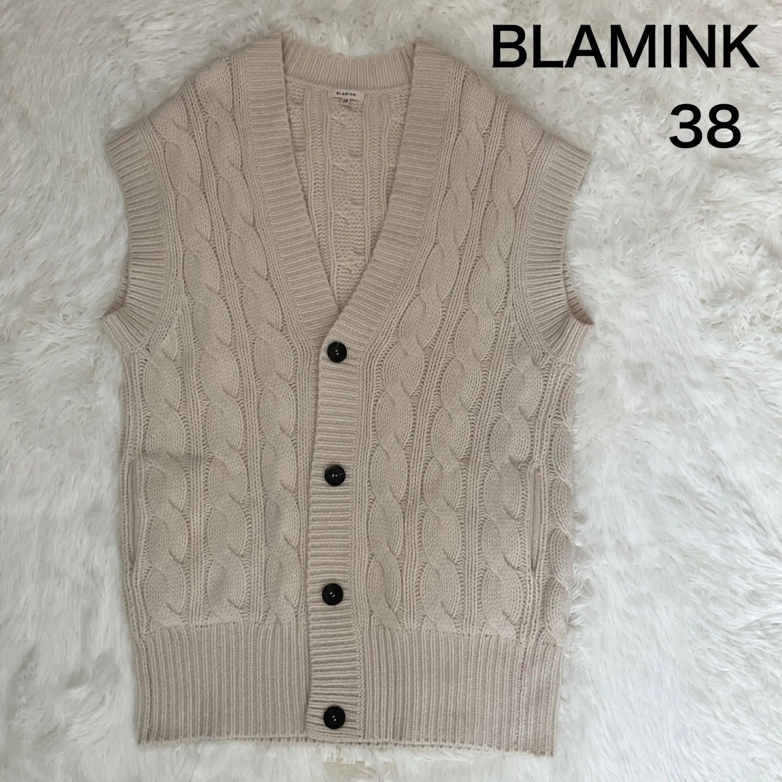 美品✨タグ有り BLAMINK カシミヤ ニット ベスト サイズ38 ベージュ
