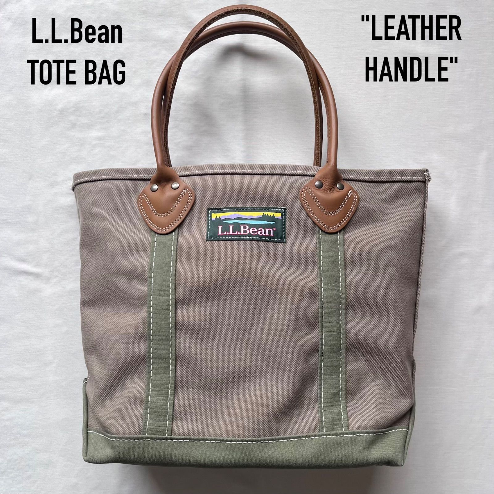 エルエルビーン llbean トートバッグ tote bag レザーハンドル カーキ 