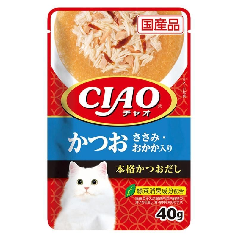 （まとめ買い）いなばペットフード CIAO チャオ パウチ かつお ささみ・おかか入り 40g 猫用フード 【×36】