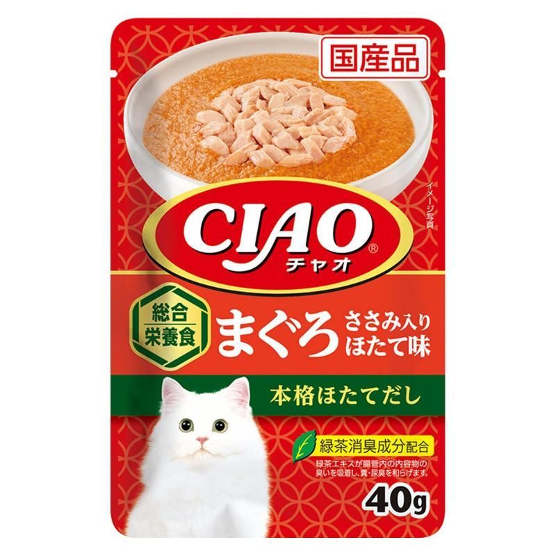 （まとめ買い）いなばペットフード CIAO チャオ パウチ 総合栄養食 まぐろ ささみ入り ほたて味 40g 猫用フード 【×36】