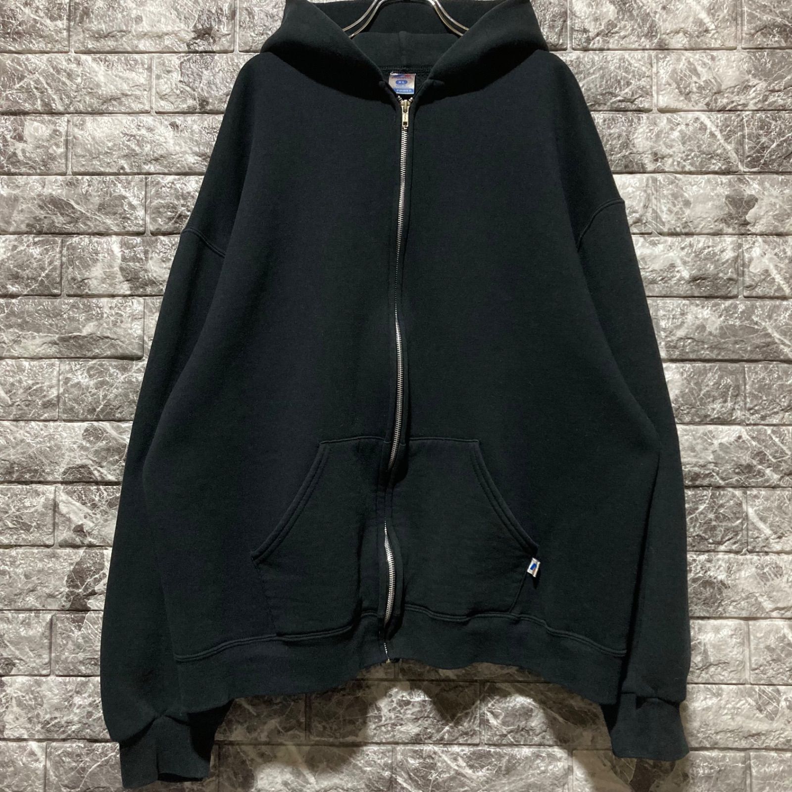 RUSSELL ジップアップパーカー XL 無地 ブランク BLACK 黒 ラッセル