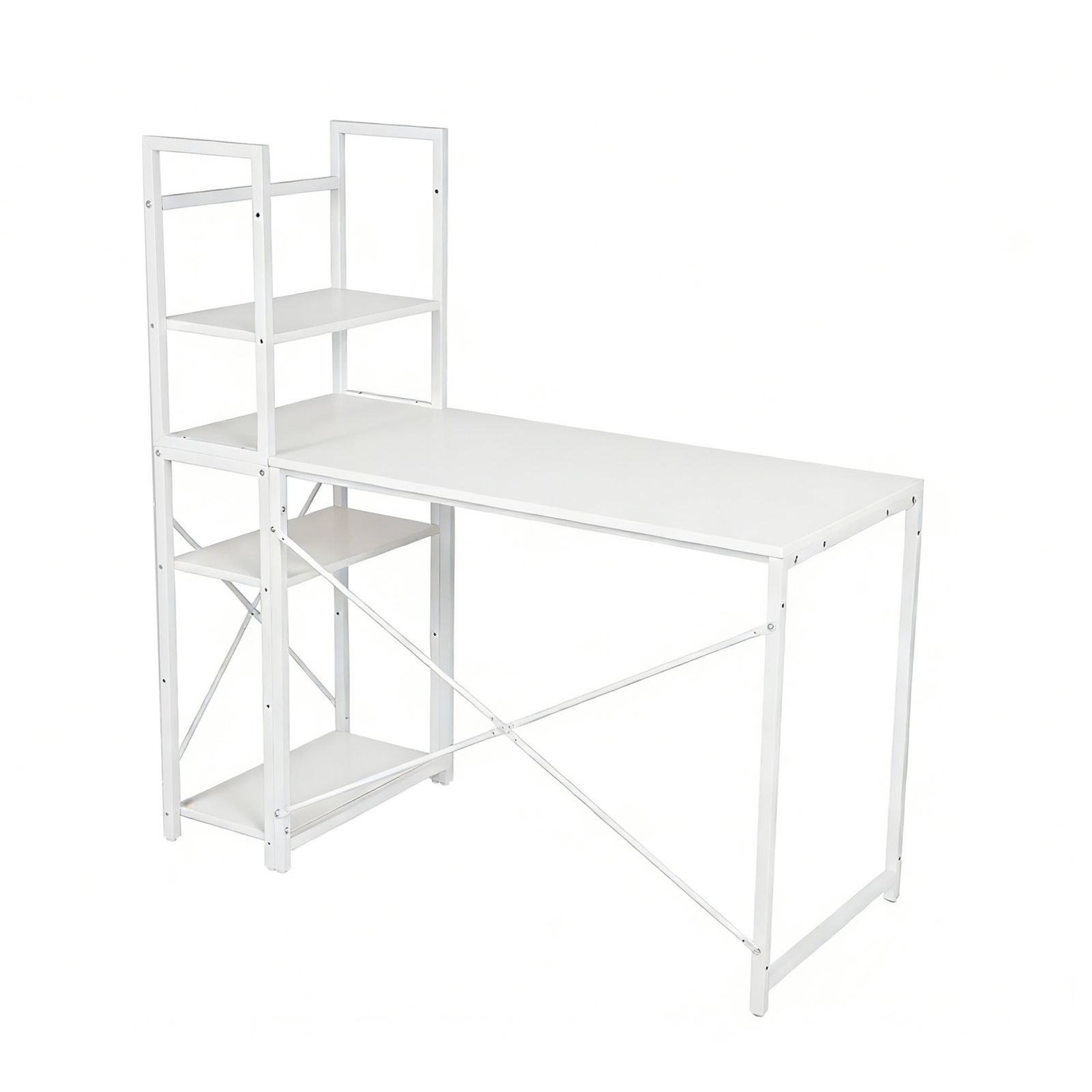 ホワイト】パソコンデスク ラック付き デスク ワークデスク 木製 学習