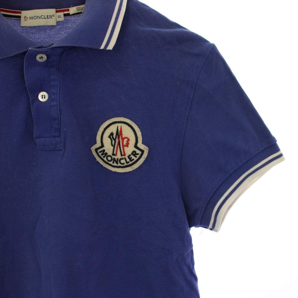 モンクレール MONCLER Slim Fit ポロシャツ 半袖 ロゴ S 青 /BM