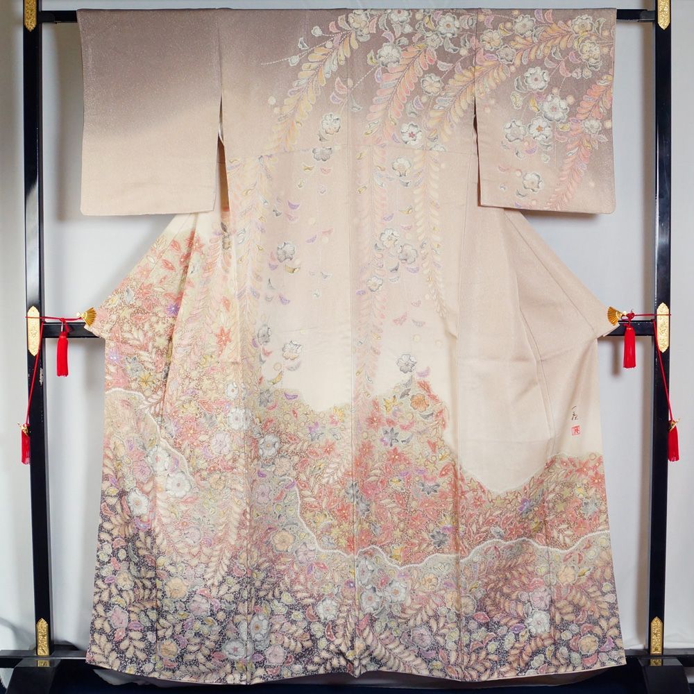 着物セット 吉乃一廉 訪問着・袋帯・帯締め 3点 セット 辻が花模様 M