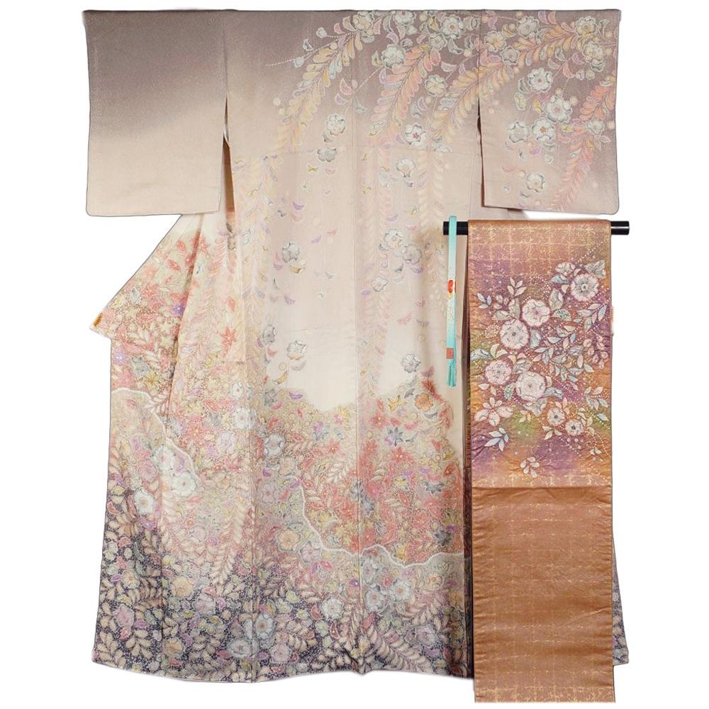 着物セット 吉乃一廉 訪問着・袋帯・帯締め 3点 セット 辻が花模様 M