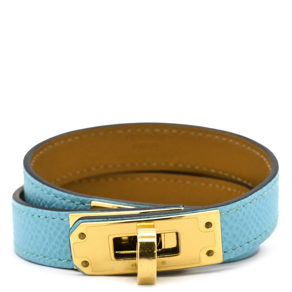 HERMES エルメス バングル ケリー ゴールド ブルー アクセサリー P2134 
