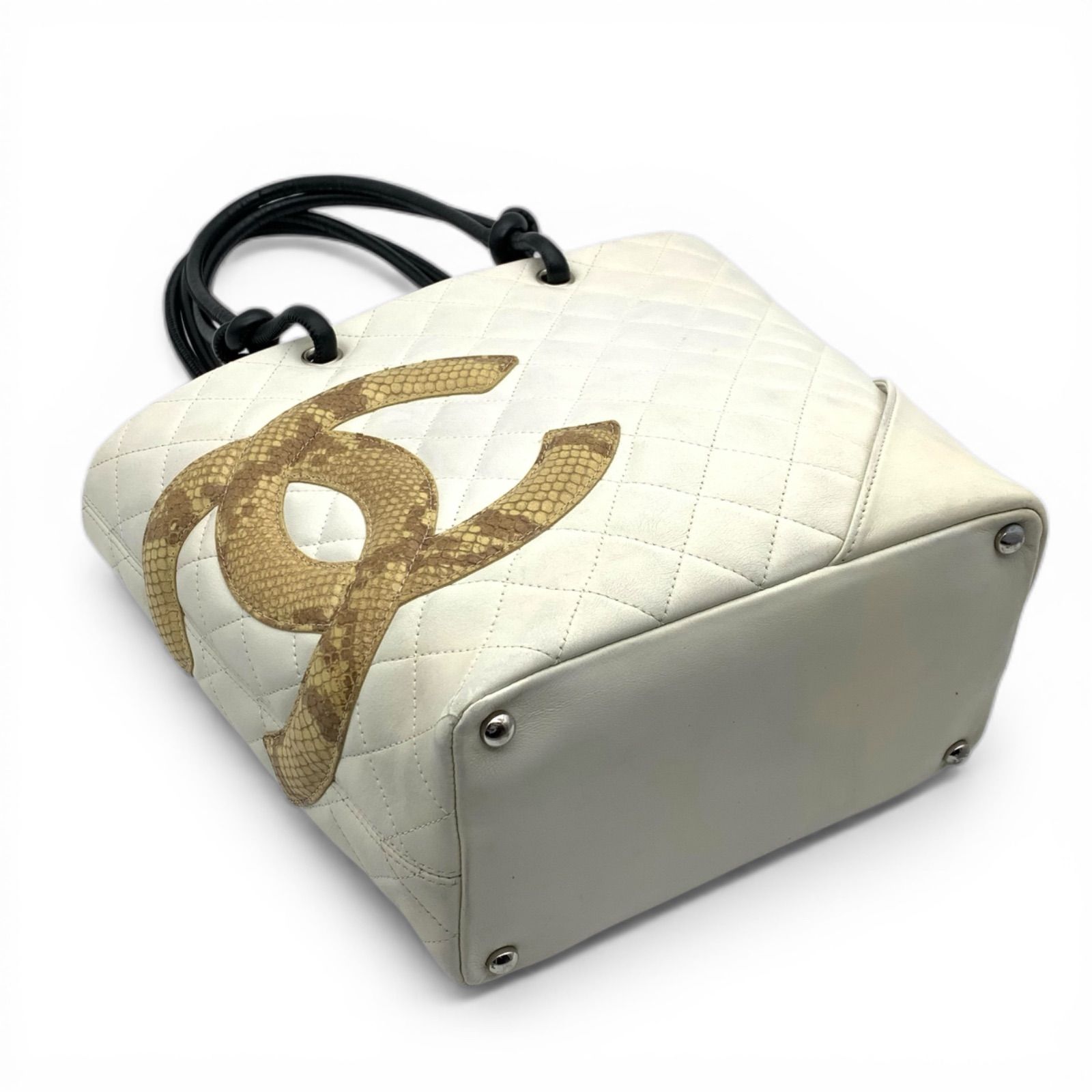 正規品 シャネル カンボンライン パイソンココマーク ミニトートバッグ