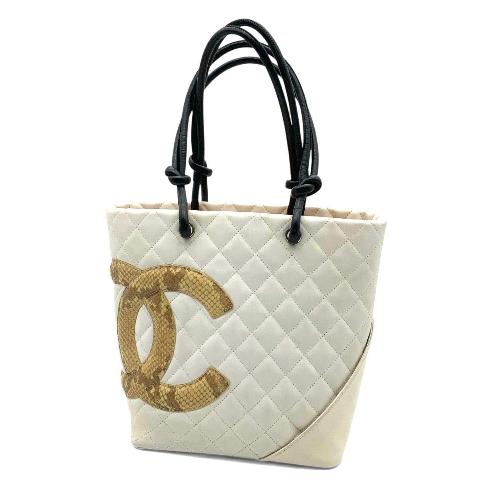 正規品 シャネル カンボンライン パイソンココマーク ミニトートバッグ