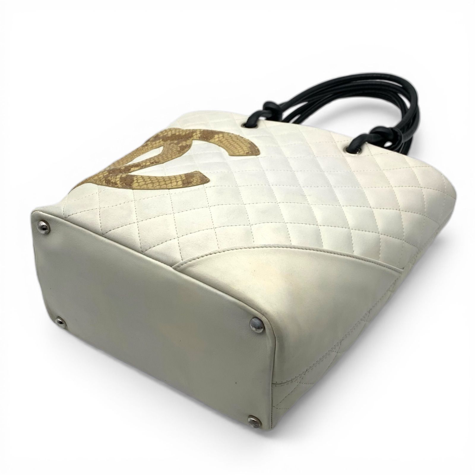正規品 シャネル カンボンライン パイソンココマーク ミニトートバッグ