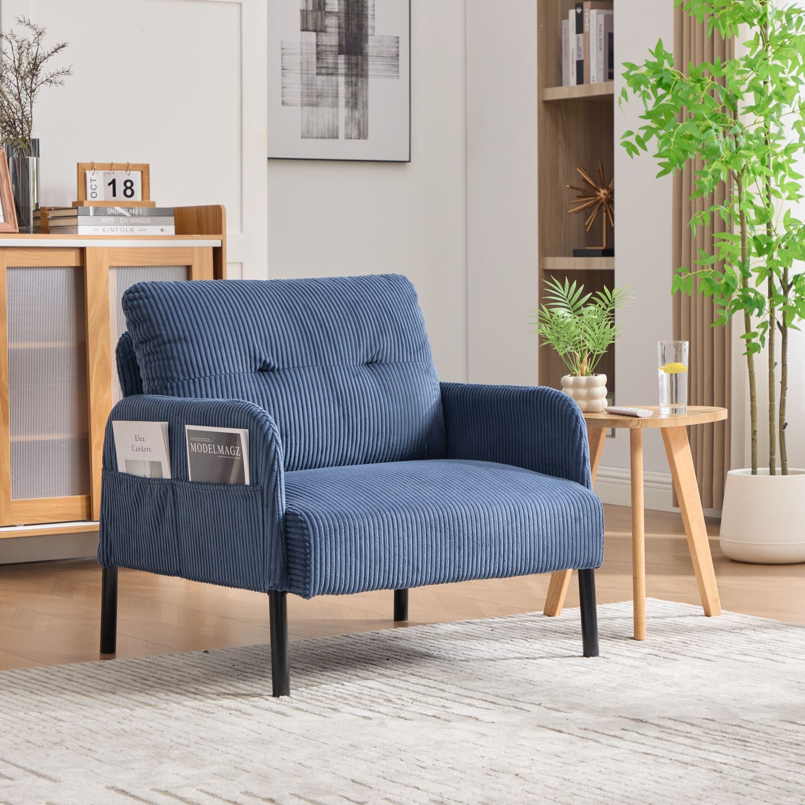 全新品 1人掛け ソファー コーデュロイ ソファ コンパクト 幅67cm 奥行 