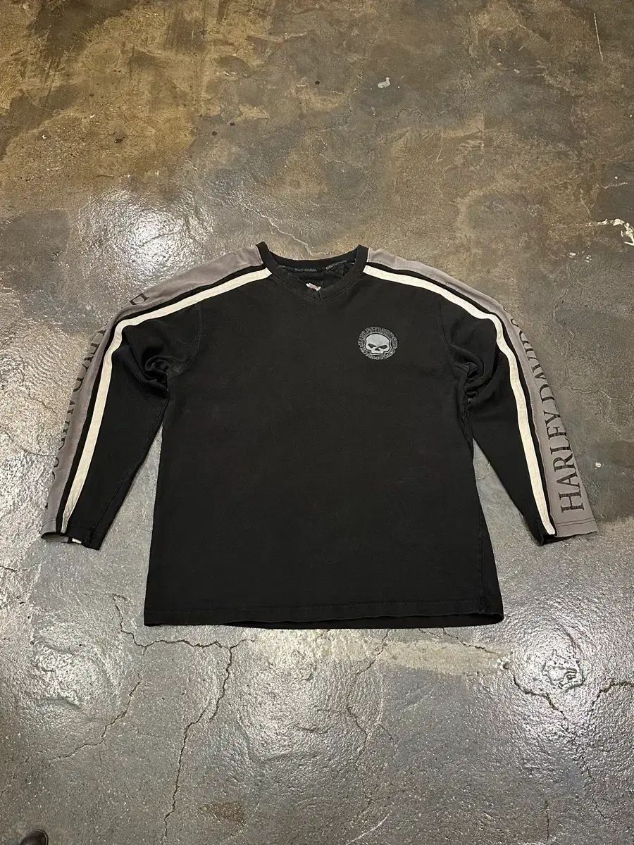 00s ハーレーダビッドソン Willie G Skull ダメージド スウェットシャツ L