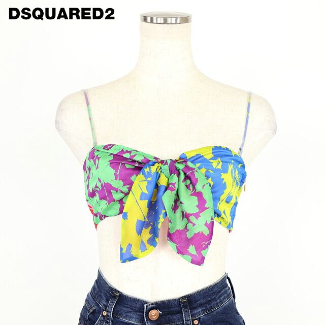 ディースクエアード DSQUARED2 レディース ベアトップ・チューブトップ ボタニカル柄バンドゥトップ マルチカラー系 (サイズ/38)ds0016