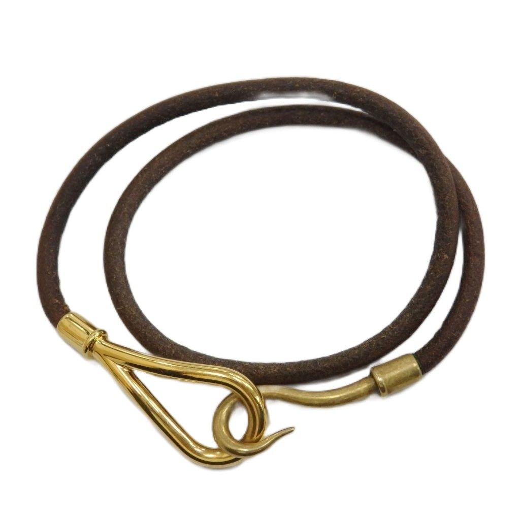 エルメス HERMES ジャンボ チョーカー 2連 ブレスレット 2WAY レザー