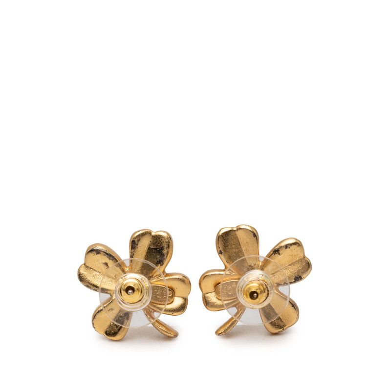 CHANEL CHANEL シャネル クローバー ピアス 金メッキ 約2.9g Clover 