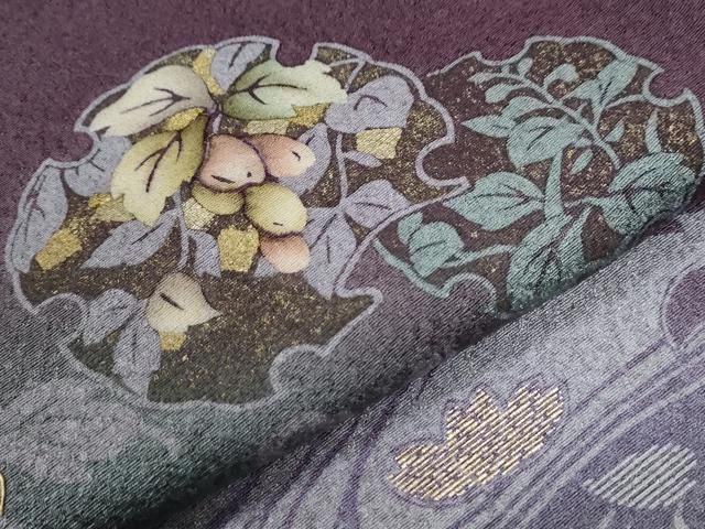 平和屋着物●訪問着　作家物　黄金繭　雪輪流水枝花文　暈し染め　金彩　正絹　逸品　CABE2242yc 平和屋着物○訪問着 作家物 黄金繭 雪輪流水枝花文 暈し染め 金彩 正絹