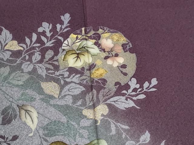 平和屋着物●訪問着　作家物　黄金繭　雪輪流水枝花文　暈し染め　金彩　正絹　逸品　CABE2242yc 平和屋着物○訪問着 作家物 黄金繭 雪輪流水枝花文 暈し染め 金彩 正絹