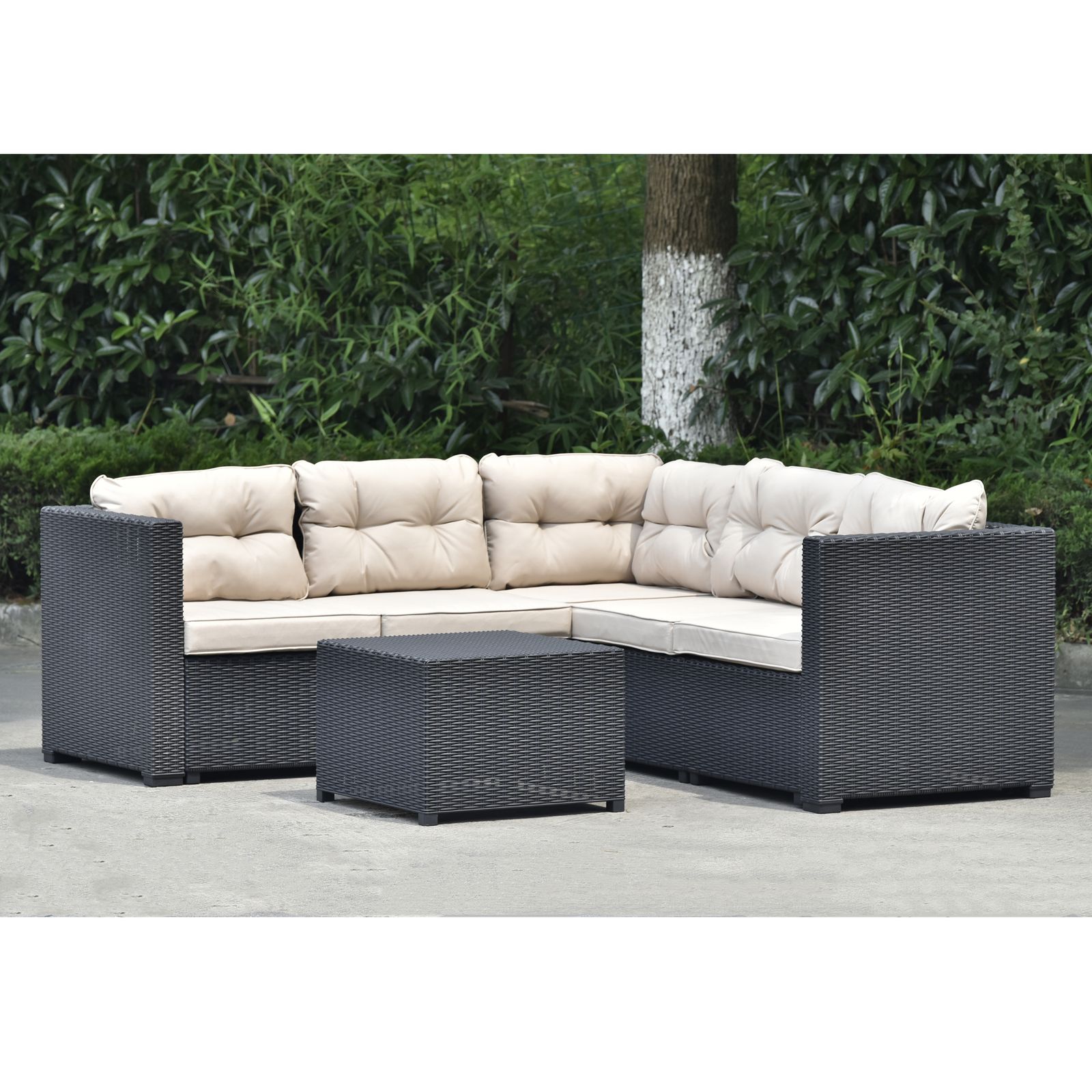 3|8再入荷予定 ラタン調 ガーデンファニチャー ガーデンテーブル ガーデンチェアー ラタン調 テーブル 家具 樹脂 ねじなし ホテル カフェ ベランダ テラス 屋外家具 テラス ソファ ガーデンソファー 四人掛け ベージュ