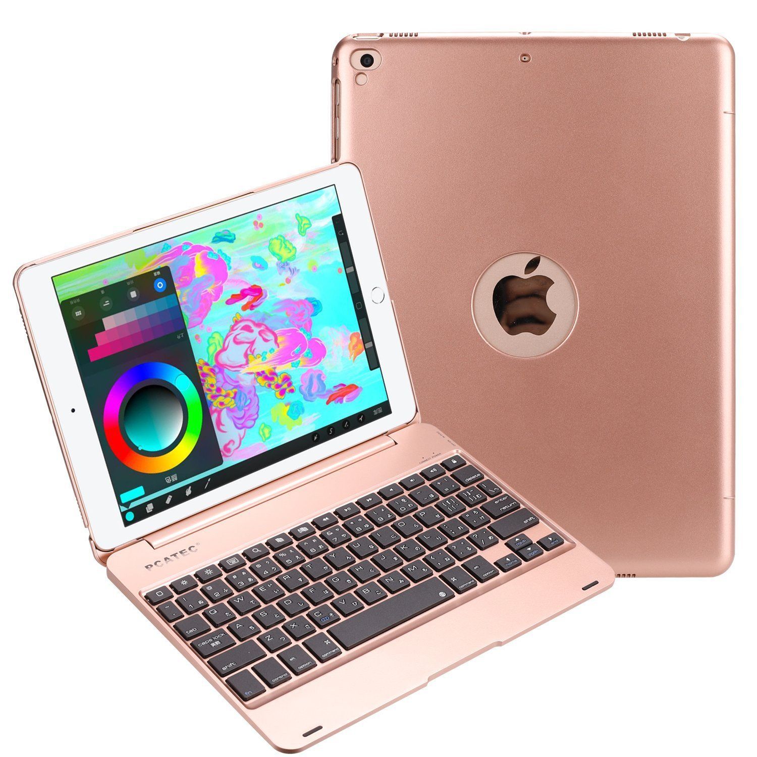 Air iPad Exclusive iPad Bluetooth//Keyboard Case PC Cover (2017 5th Generation) Macbook Transformation 9.7 (2018 6th Generation) Japanese Kana Input Compatible iPad 9.7 (Rose Gold) PCA Tech