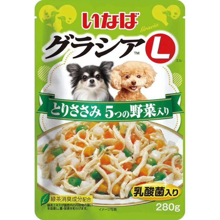 （まとめ買い）いなばペットフード グラシアL とりささみ 5つの野菜入り 280g GL-41 【×16】