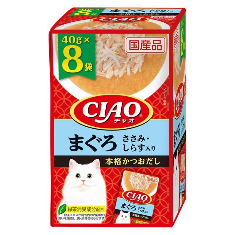（まとめ買い）いなばペットフード CIAO チャオ パウチ まぐろ ささみ・しらす入り 40g×8袋 猫用フード 【×4】