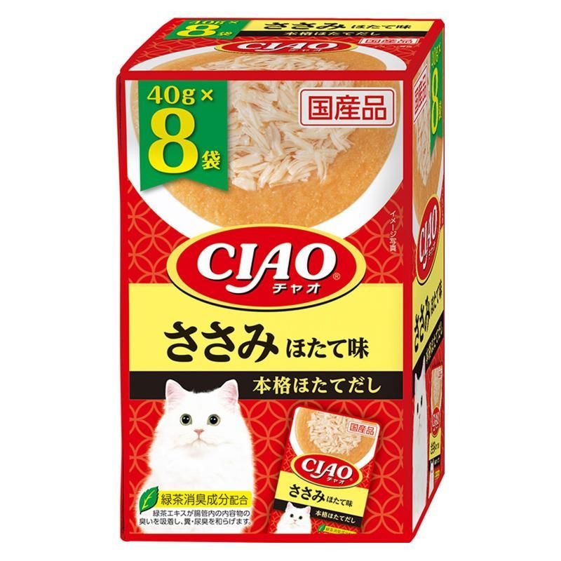 （まとめ買い）いなばペットフード CIAO チャオ パウチ ささみ ほたて味 40g×8袋 猫用フード 【×4】