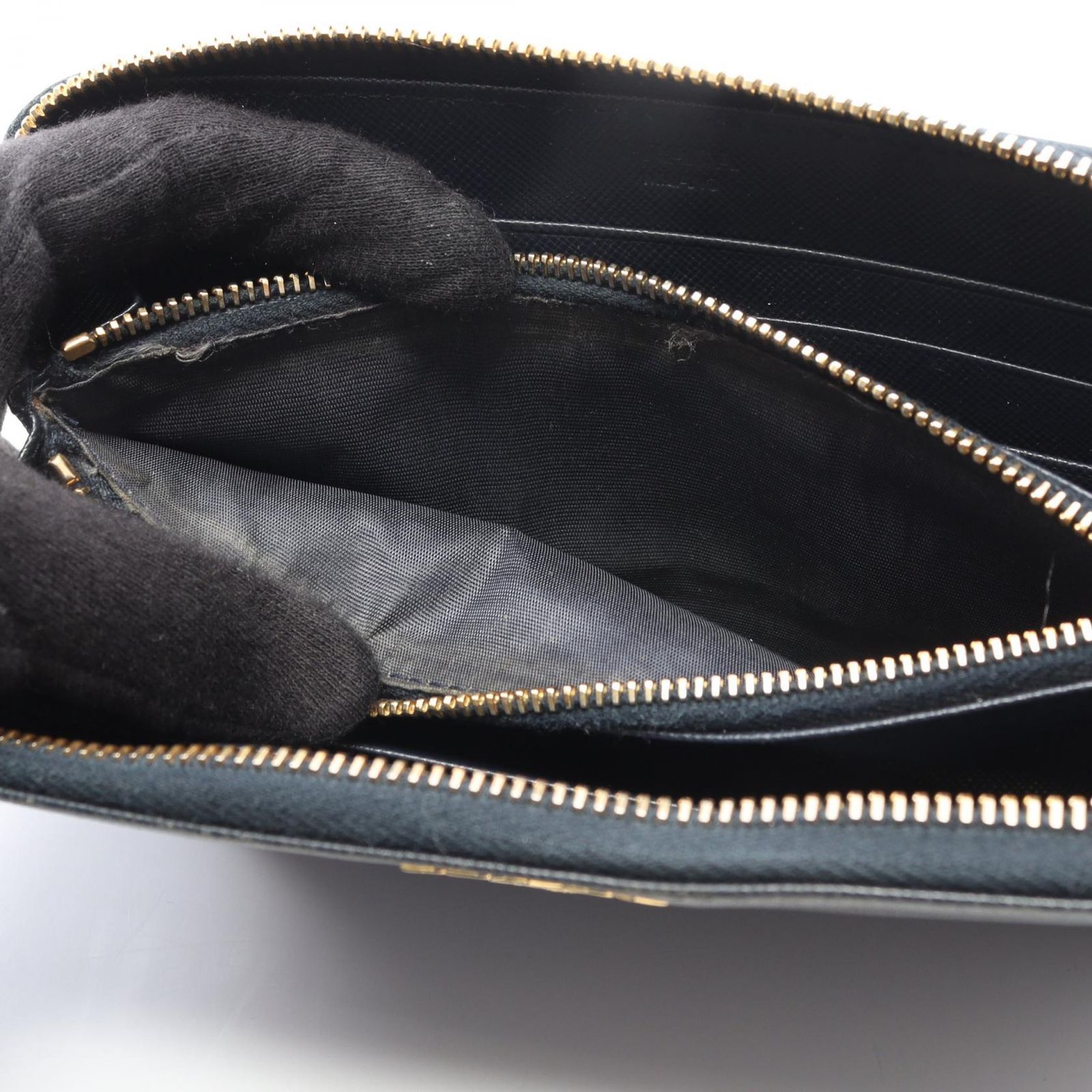 プラダ PRADA ラウンド長財布 SAFFIANO METAL 1M0506 ネイビー 
