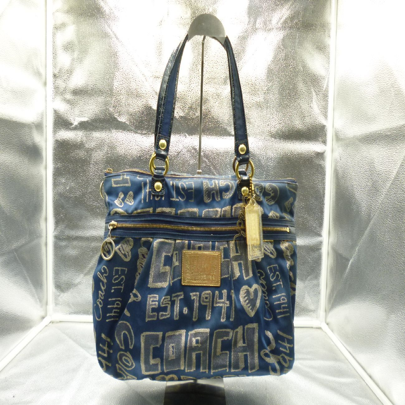 COACH コーチ ハンドバッグ POPPY ブルー系 肩掛可 15301 レディース 