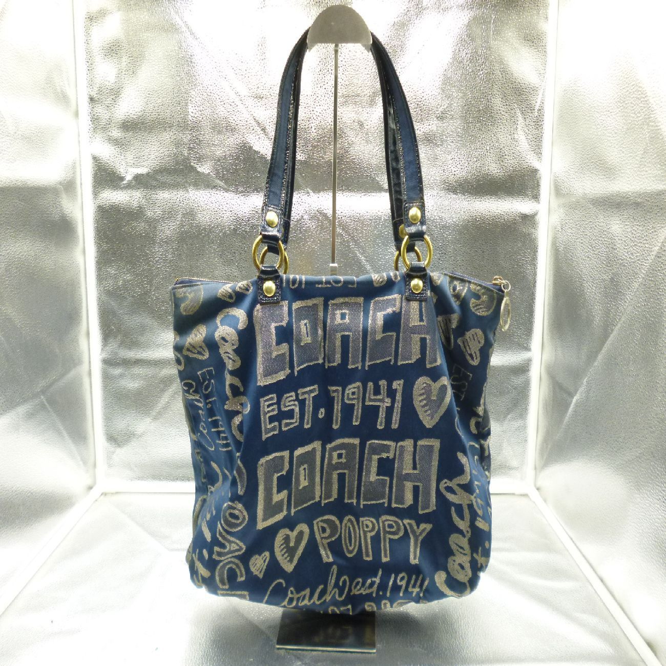 COACH コーチ ハンドバッグ POPPY ブルー系 肩掛可 15301 レディース 