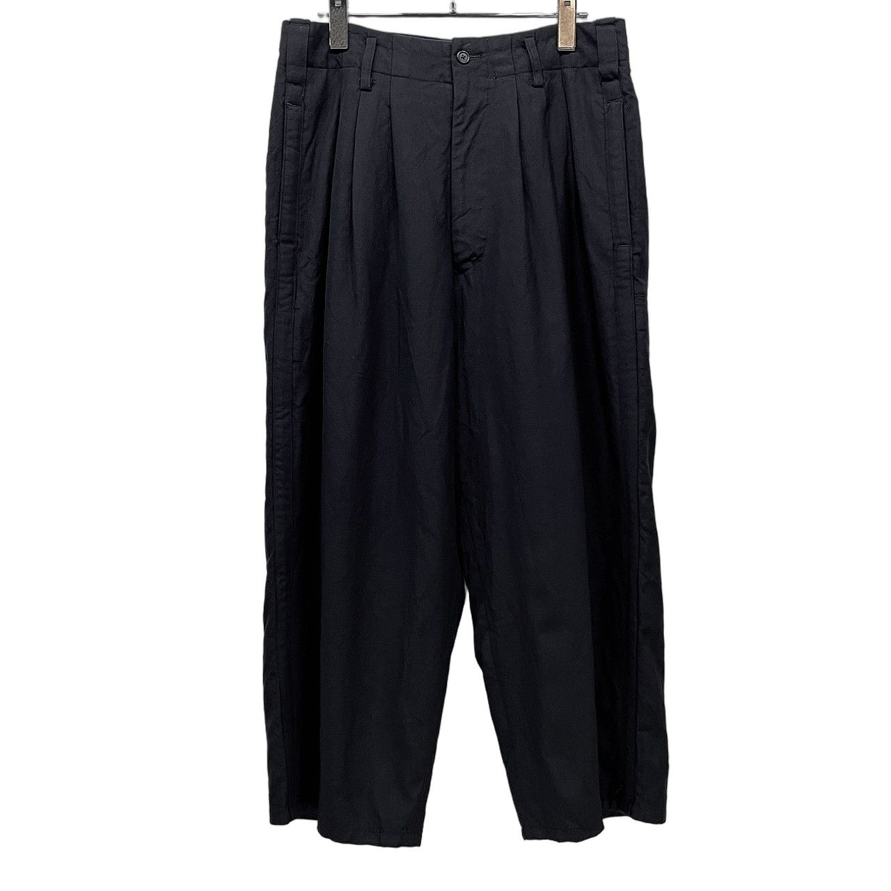 Y's for men ウールサージ3タック脇テープワイドパンツ サイドライン スラックス Archive 90s Yohji Yamamoto Pour Homme メンズ Y's for men ウールサージ3タック脇テープワイドパンツ サイド