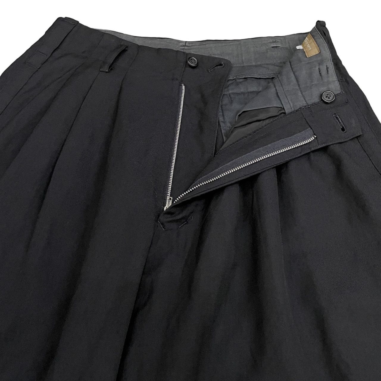 メンズ Y's for men ウールサージ3タック脇テープワイドパンツ サイド