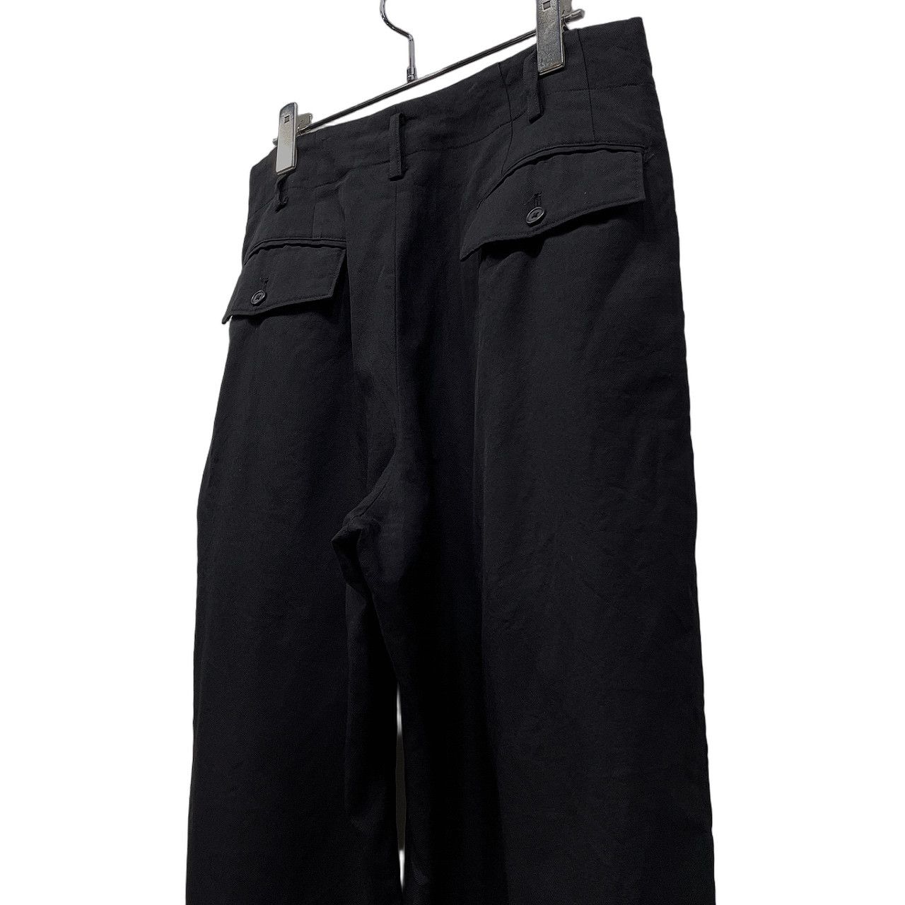 メンズ Y's for men ウールサージ3タック脇テープワイドパンツ サイド