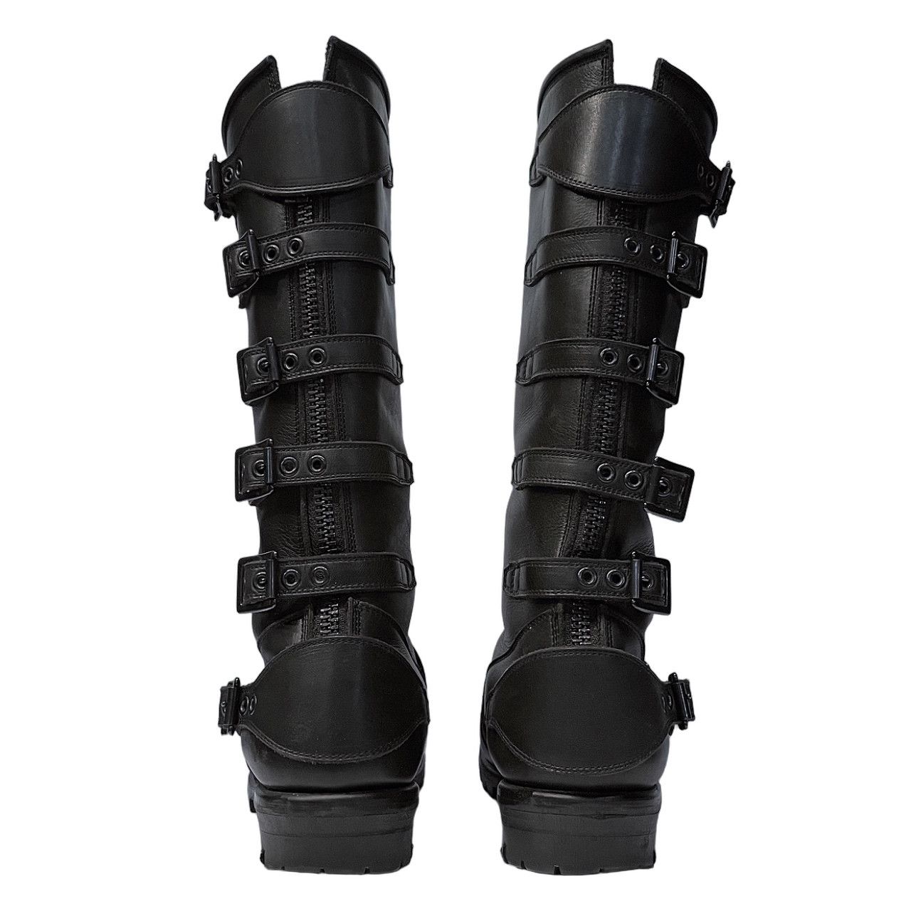 blackmeans レザー6連バックルバックジップロングブーツ シューズ 靴